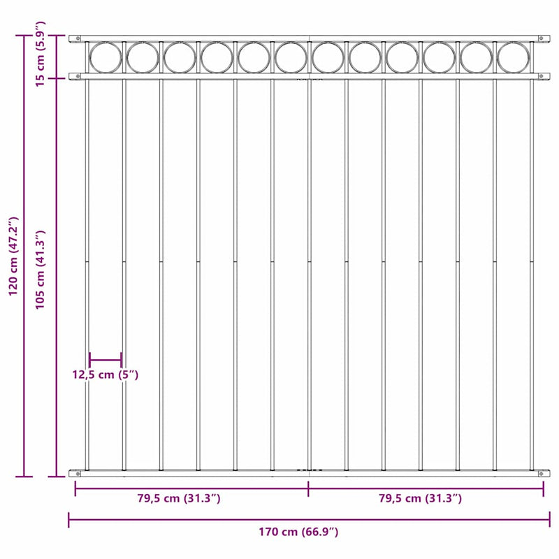 vidaXL Kerti Kerítés Fehér Acél