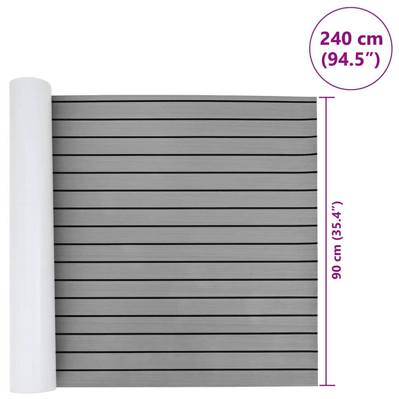 vidaXL Csónak padló világos szürke és fekete 240 x 90 cm EVA hab