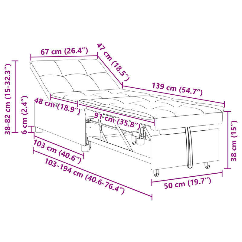 vidaXL Kanapéágy Világosszürke 194 x 67 x 37 cm szövet