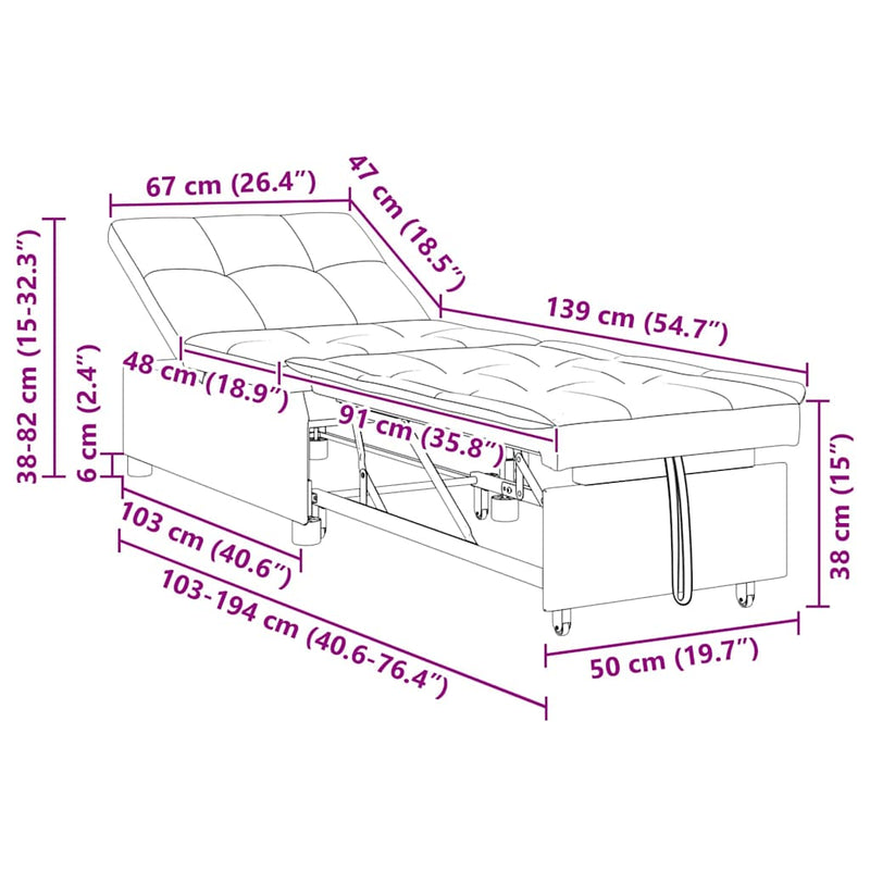 vidaXL Kanapéágy Krém 194 x 67 x 37 cm szövet
