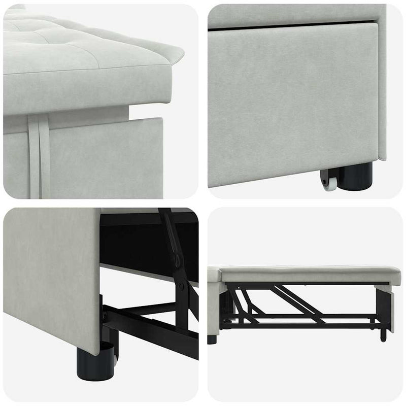 vidaXL Kanapéágy Világosszürke 67 x 194 x 38 cm Bársony