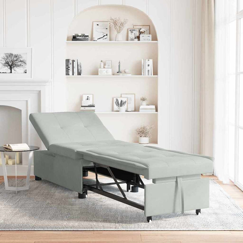vidaXL Kanapéágy Világosszürke 67 x 194 x 38 cm Bársony