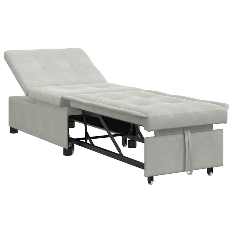 vidaXL Kanapéágy Világosszürke 67 x 194 x 38 cm Bársony
