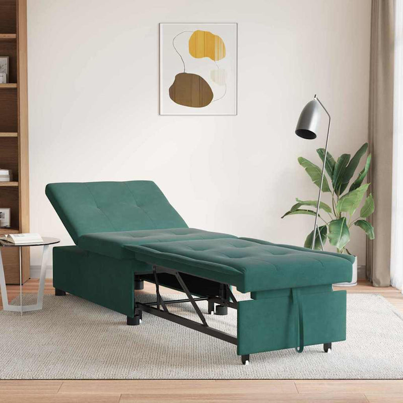 vidaXL Kanapéágy Sötétzöld 67 x 194 x 38 cm Bársony