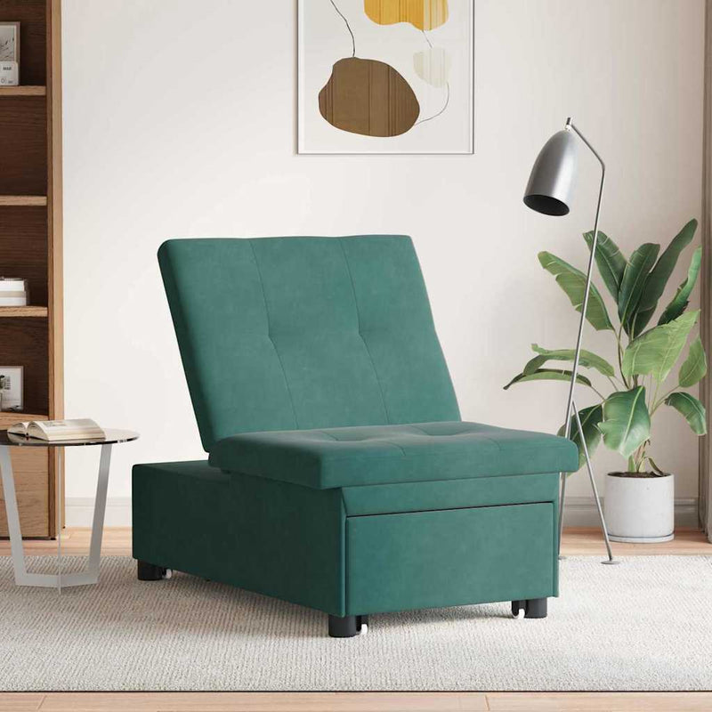 vidaXL Kanapéágy Sötétzöld 67 x 194 x 38 cm Bársony