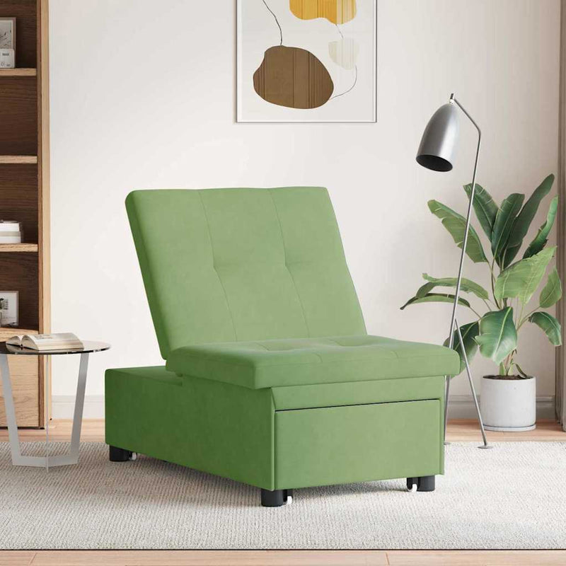 vidaXL Kanapéágy Világos zöld 67 x 194 x 38 cm Bársony