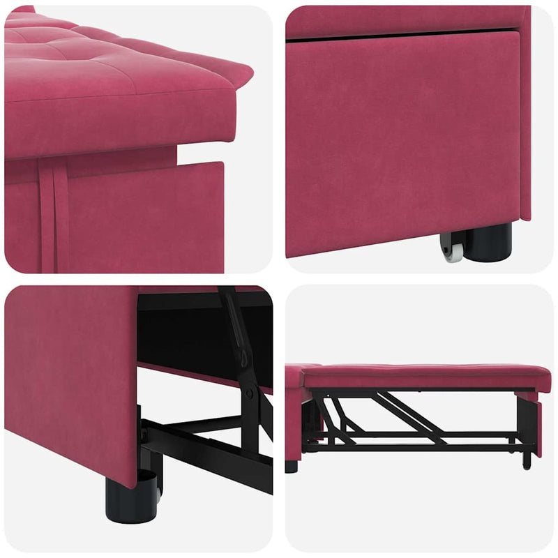 vidaXL Kanapéágy bordó 67 x 194 x 38 cm Bársony