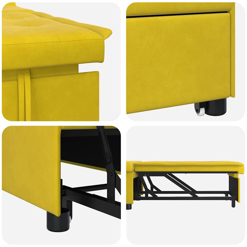 vidaXL Kanapéágy Sárga 67 x 194 x 38 cm Bársony