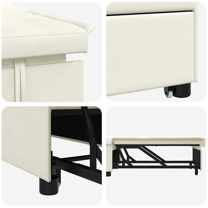 vidaXL Kanapéágy Krém 67 x 194 x 38 cm Bársony