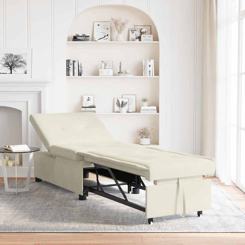vidaXL Kanapéágy Krém 67 x 194 x 38 cm Bársony
