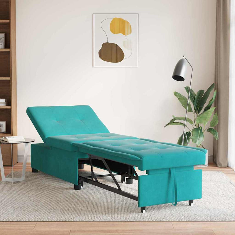 vidaXL Kanapéágy Türkiz 67 x 194 x 38 cm Bársony