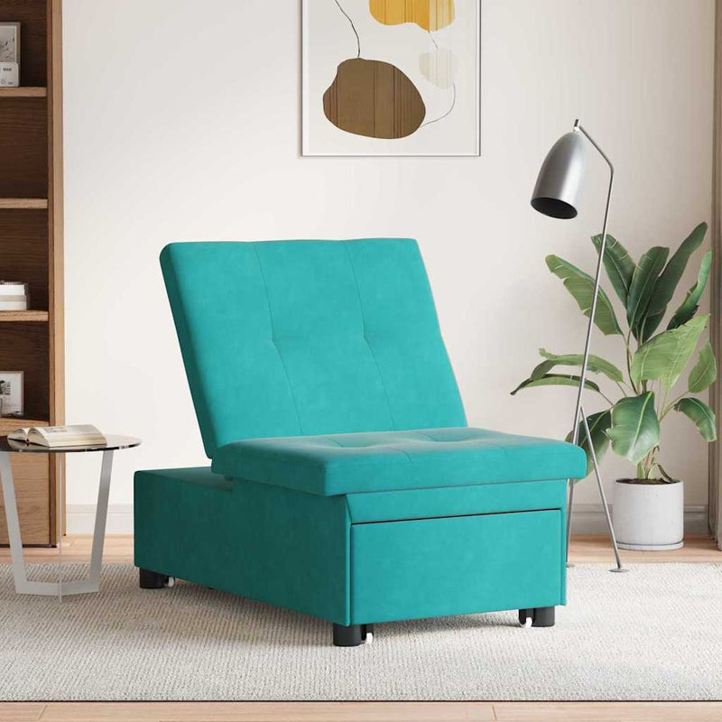 vidaXL Kanapéágy Türkiz 67 x 194 x 38 cm Bársony