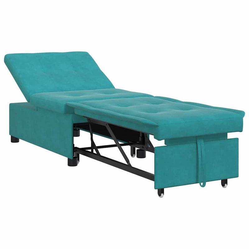 vidaXL Kanapéágy Türkiz 67 x 194 x 38 cm Bársony