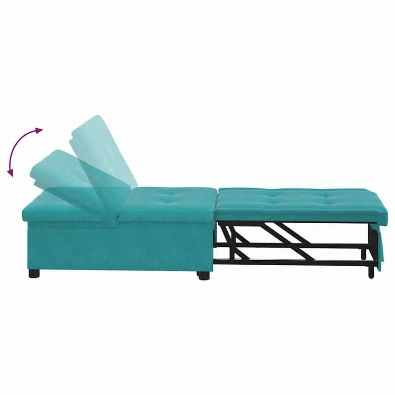 vidaXL Kanapéágy Türkiz 67 x 194 x 38 cm Bársony