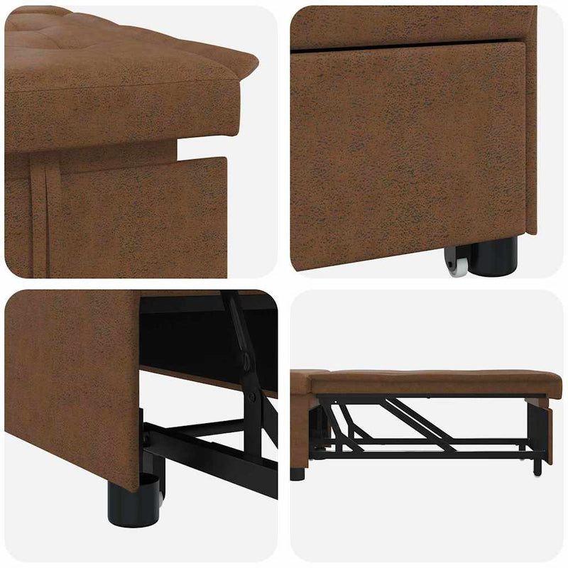 vidaXL Kanapéágy Barna 67 x 194 x 38 cm Műbőr velúr