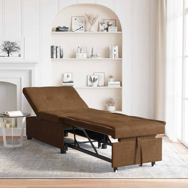 vidaXL Kanapéágy Barna 67 x 194 x 38 cm Műbőr velúr