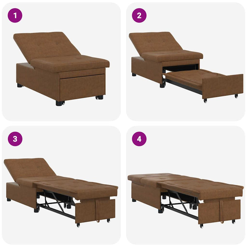 vidaXL Kanapéágy Barna 67 x 194 x 38 cm Műbőr velúr