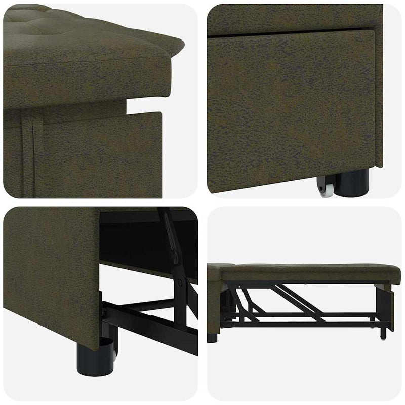 vidaXL Kanapéágy Katonai zöld 67 x 194 x 38 cm Műbőr velúr