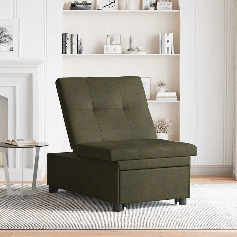 vidaXL Kanapéágy Katonai zöld 67 x 194 x 38 cm Műbőr velúr