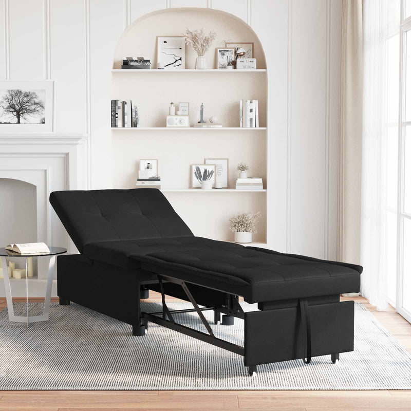 vidaXL Kanapéágy párnával Fekete 67 x 194 x 82 cm Furnér