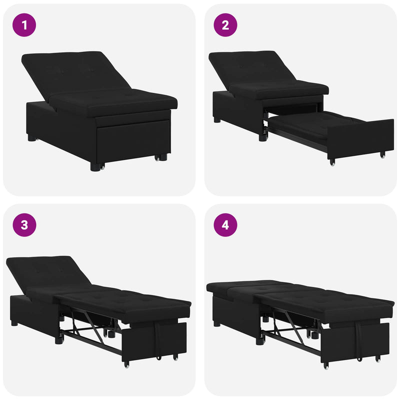 vidaXL Kanapéágy párnával Fekete 67 x 194 x 82 cm Furnér