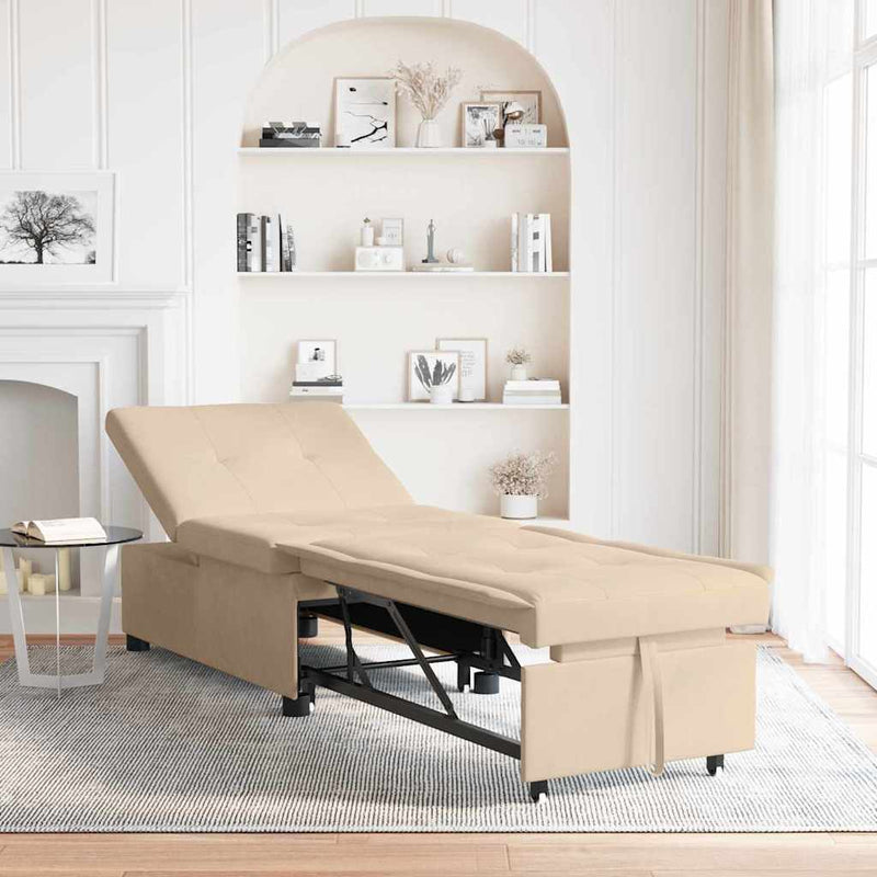 vidaXL Kanapéágy párnával Krém 67 x 194 x 82 cm Mikroszálas szövet