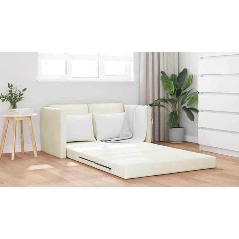 vidaXL Földi Kanapéágy párnával Krém 122 x 70 x 60 cm Bársony
