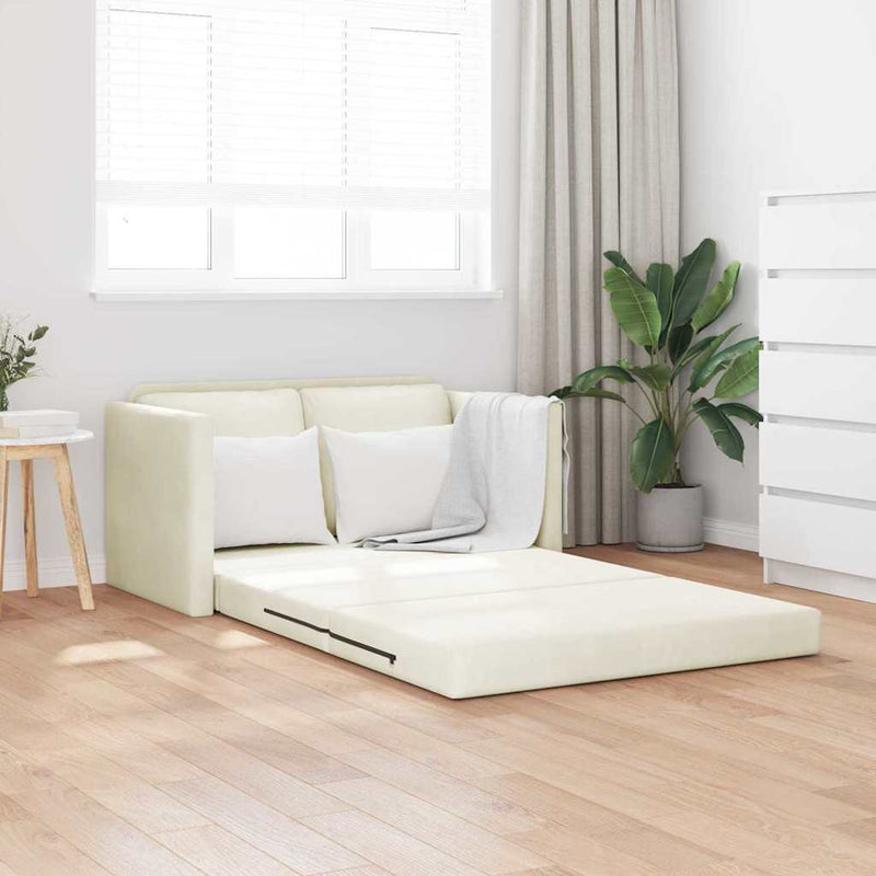 vidaXL Földi Kanapéágy párnával Krém 122 x 70 x 60 cm Bársony