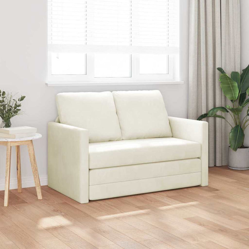 vidaXL Földi Kanapéágy párnával Krém 122 x 70 x 60 cm Bársony