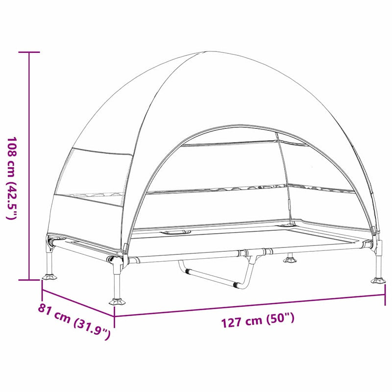 vidaXL Felemelkedett kutyafekhely Barna 127 x 81 x 108 cm