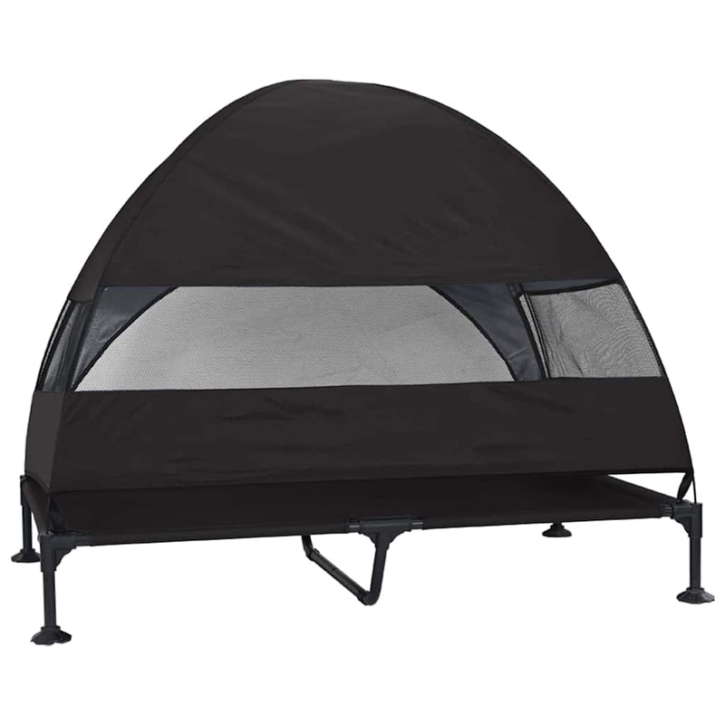 vidaXL Felemelkedett kutyafekhely Fekete 127 x 81 x 108 cm