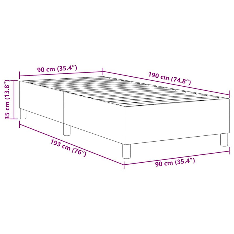 vidaXL Boxrugós ágy Sötétszürke 90 x 190 cm Bársony anyag