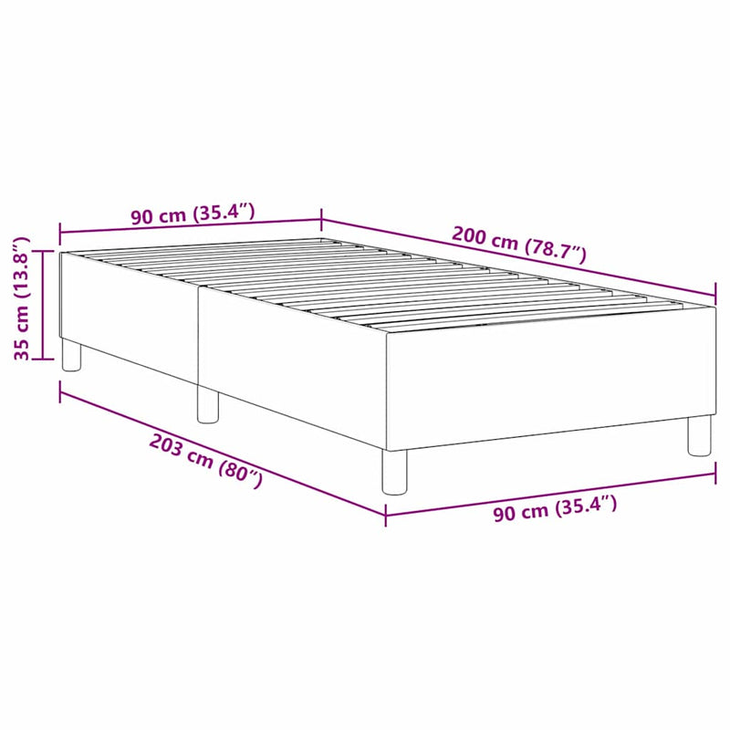 vidaXL Boxrugós ágy Sötétszürke 90 x 200 cm Bársony anyag