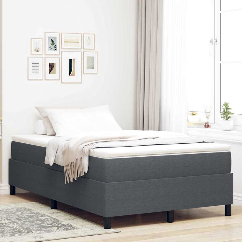vidaXL Boxrugós ágy Sötétszürke 120 x 190 cm Bársony anyag