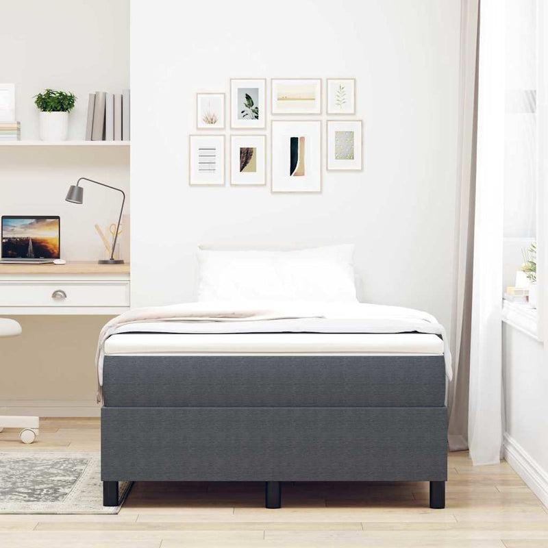 vidaXL Boxrugós ágy Sötétszürke 120 x 190 cm Bársony anyag