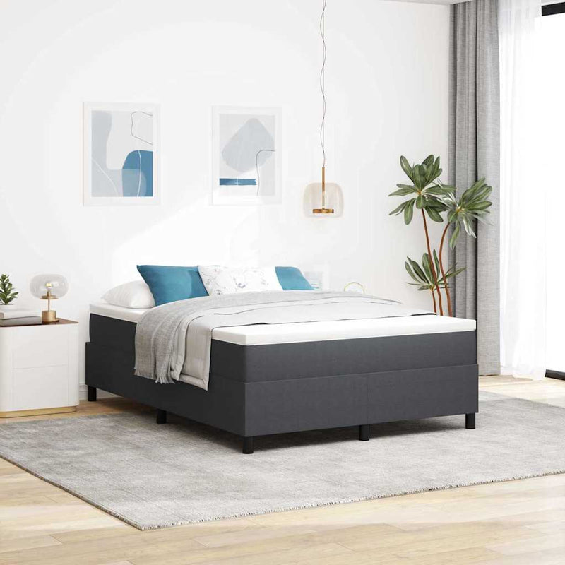 vidaXL Boxrugós ágy Sötétszürke 140 x 190 cm Bársony anyag