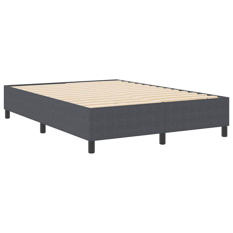 vidaXL Boxrugós ágy Sötétszürke 140 x 190 cm Bársony anyag