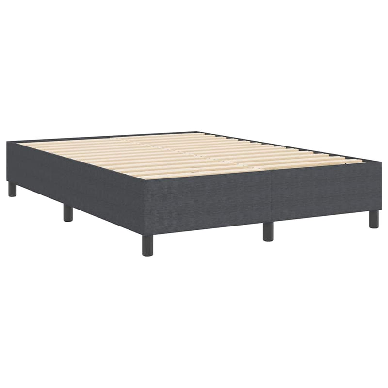 vidaXL Boxrugós ágy Sötétszürke 140 x 190 cm Bársony anyag