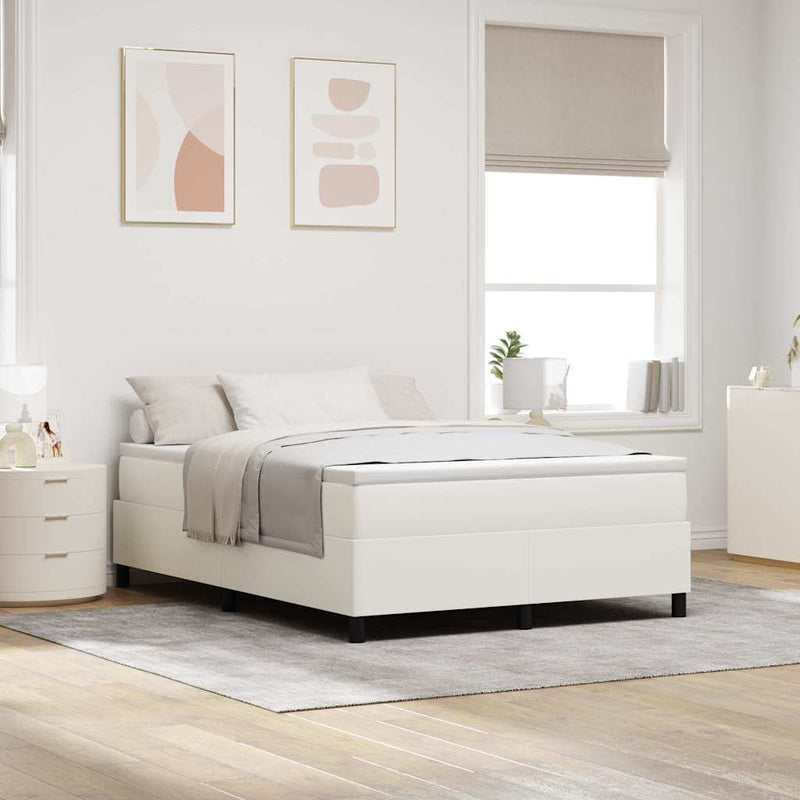 vidaXL Boxrugós ágy Krém 140 x 200 cm Bársony anyag