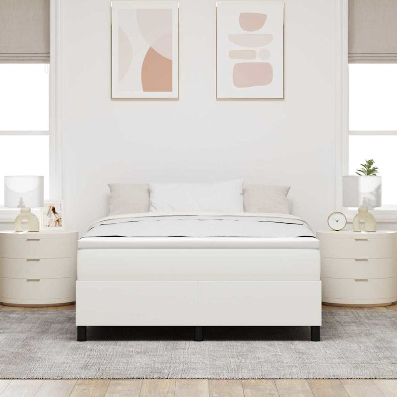 vidaXL Boxrugós ágy Krém 140 x 200 cm Bársony anyag