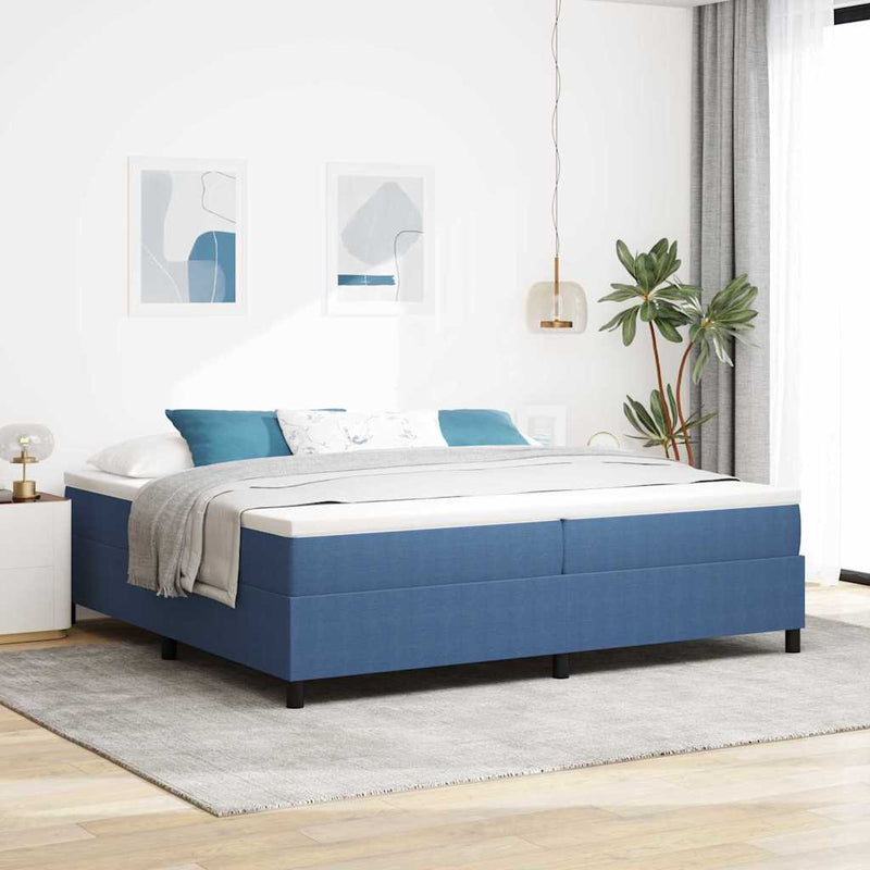 vidaXL Boxrugós ágy Kék 200 x 200 cm Bársony anyag