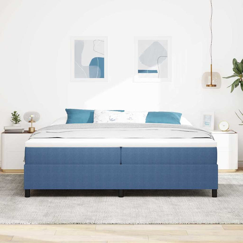 vidaXL Boxrugós ágy Kék 200 x 200 cm Bársony anyag