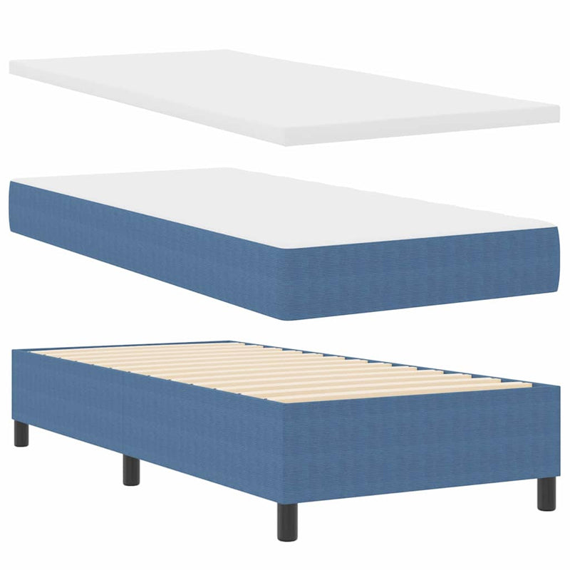 vidaXL Boxrugós ágy Kék és Fehér 203 x 80 x 60 cm Bársony anyag