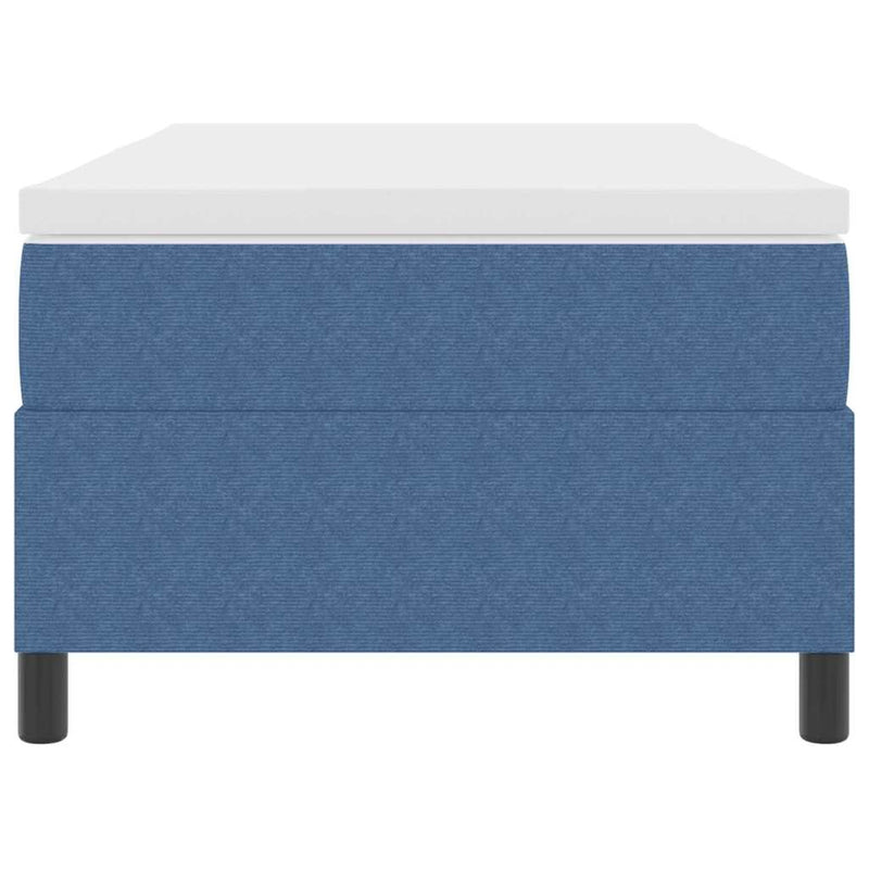 vidaXL Boxrugós ágy Kék és Fehér 203 x 80 x 60 cm Bársony anyag