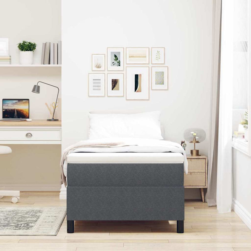 vidaXL Boxrugós ágy Sötétszürke és Fehér 203 x 90 x 60 cm