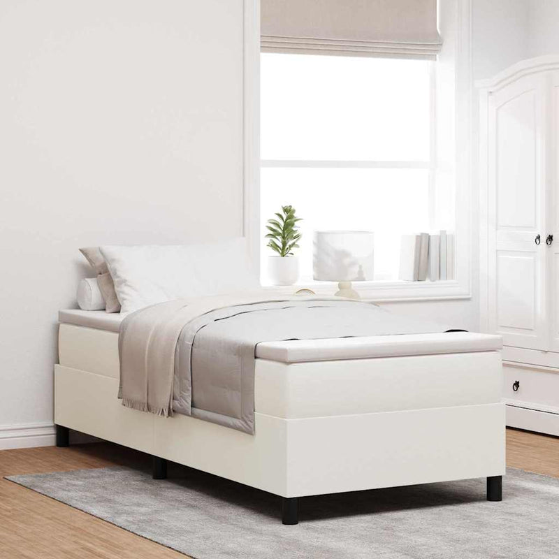 vidaXL Boxrugós ágy Krém és fehér 203 x 90 x 60 cm Bársony anyag