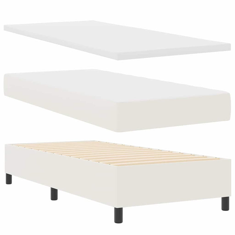 vidaXL Boxrugós ágy Krém és fehér 203 x 90 x 60 cm Bársony anyag