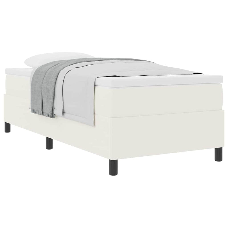 vidaXL Boxrugós ágy Krém és fehér 203 x 90 x 60 cm Bársony anyag