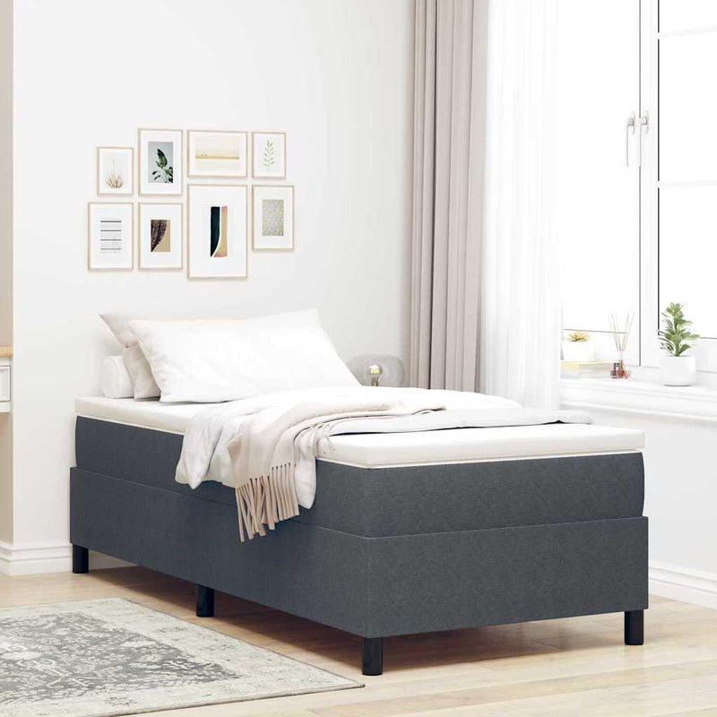 vidaXL Boxrugós ágy Sötétszürke és Fehér 203 x 100 x 60 cm