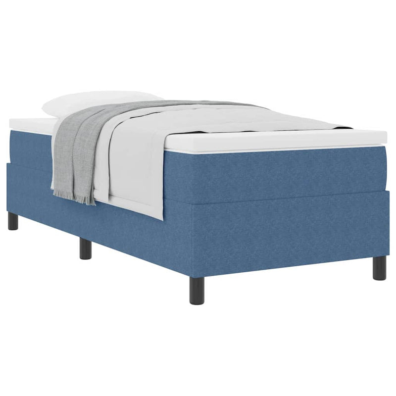 vidaXL Boxrugós ágy Kék és Fehér 203 x 100 x 60 cm Bársony anyag